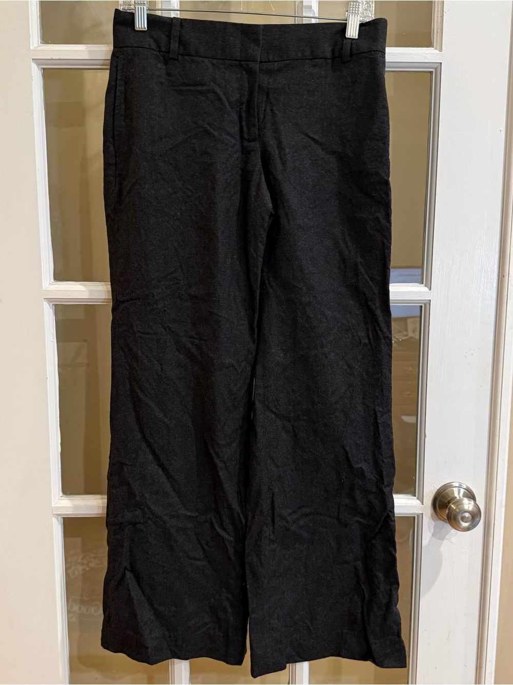 J Crew 100 Wool Dress Wide Leg Dress Pants Charcoal Gray Fully Lined